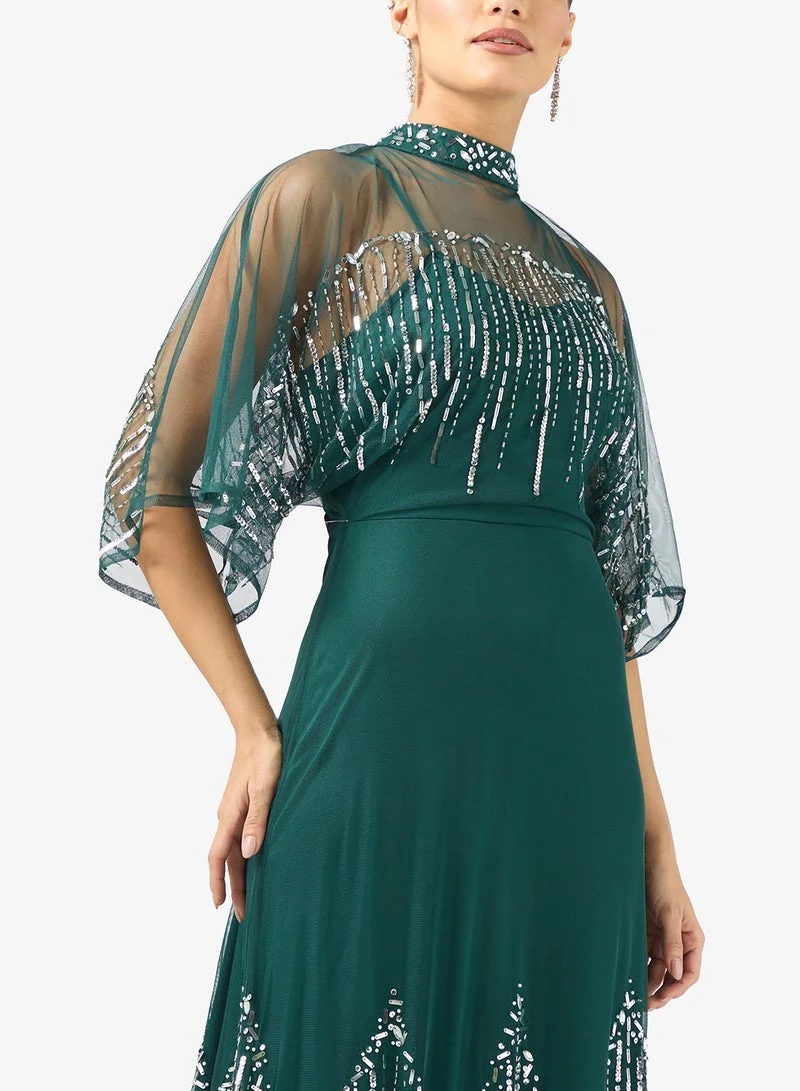 Amelia Rose Embellished Tiered Maxi Dress