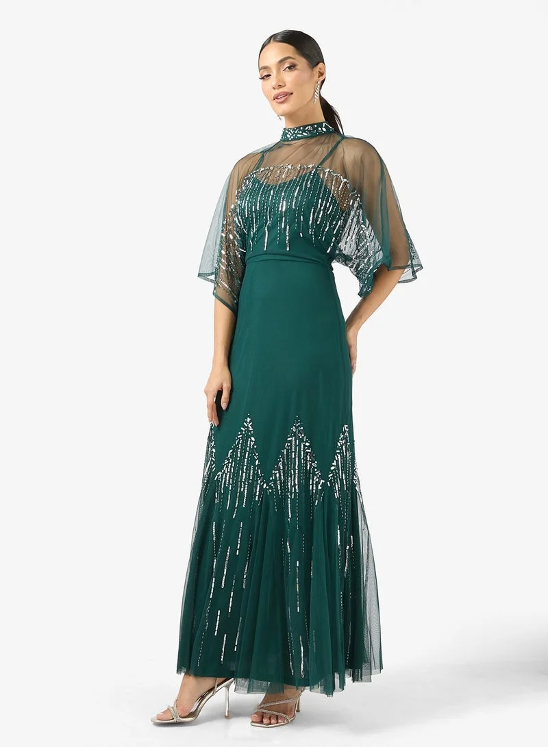 Amelia Rose Embellished Tiered Maxi Dress