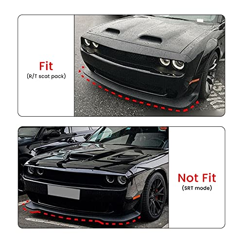 Hoolcar Front Bumper Lip Splitter Protector Front Shovels Cover for 2015-2021 Dodge Challenger Scat Pack R/T GT SRT Plus, Red, 2PCs - Image 3