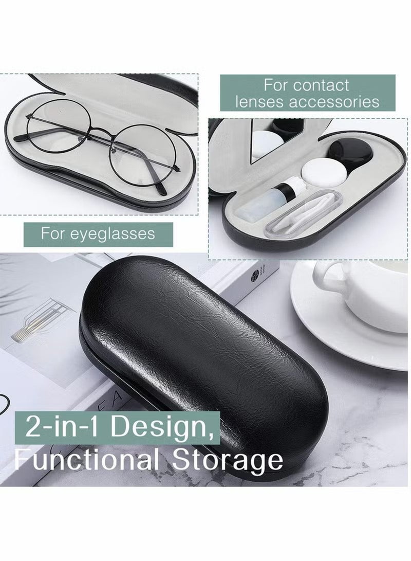 Generic Double Eyeglass Case Contact Lens Case with Mirror Tweezers Remover 2 in 1 Double Sided Portable Contact Lens Box Holder Container Soak Storage Kit Sunglasses Pouch for Men  Women  - Image 2