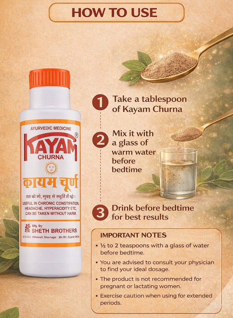 KAYAM CHURNA Natural Herbal Digestive Powder 100g | Ayurvedic Constipation Relief, Improves Digestion, Reduces Gas & Acidity - Image 3