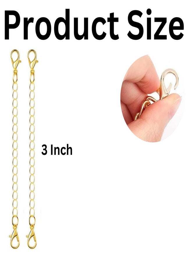 ST logo 3 Inch Jewelry Making Findings Extenders DIY Chain for Necklace Bracelet with Lobster Clasp (10pcs Golden) - Image 2