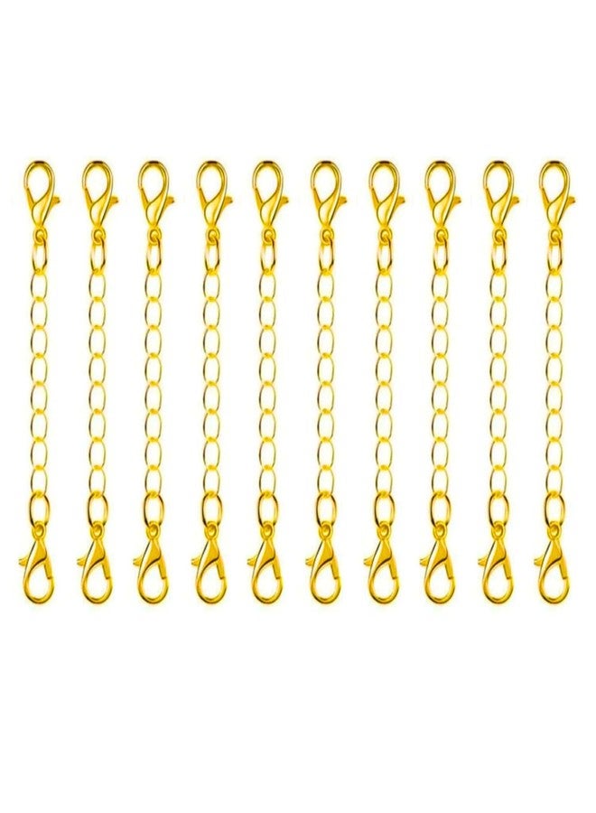 ST logo 3 Inch Jewelry Making Findings Extenders DIY Chain for Necklace Bracelet with Lobster Clasp (10pcs Golden) - Image 1