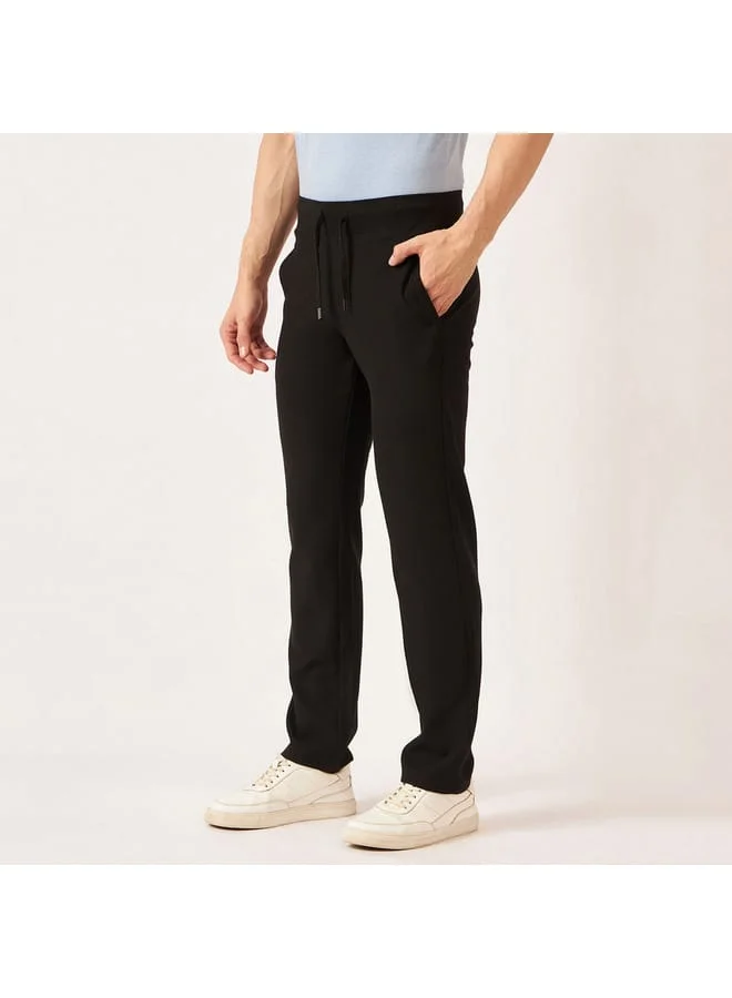 fahrenheit Fahrenheit Textured Track Pants with Drawstring Closure and Pockets