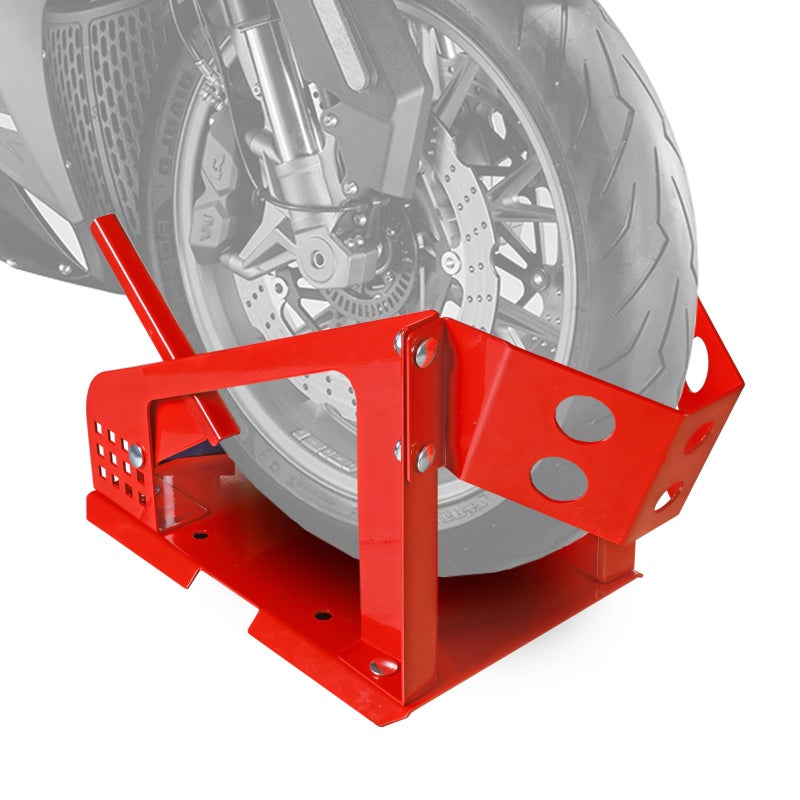 Big RED Motorcycle Wheel Chock 1800 lbs Capacity Wheel Cradle Holder with 12 Adjustable Holes for 1621 Motorcycles Dirt Bike - Image 2