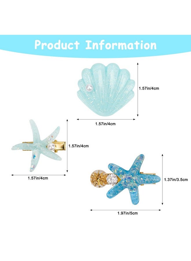 Catcan 12 Pieces Shell Pearl Starfish Hair Clip Set Catcan Seashell Hair Clips Starfish Alligator Hair Clips For Girls Women Headwear Styling Tools Hair Accessories (Classic Style) - Image 4