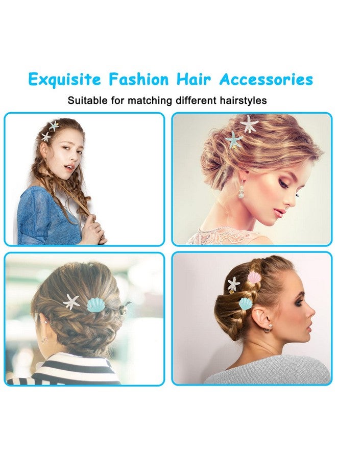 Catcan 12 Pieces Shell Pearl Starfish Hair Clip Set Catcan Seashell Hair Clips Starfish Alligator Hair Clips For Girls Women Headwear Styling Tools Hair Accessories (Classic Style) - Image 5
