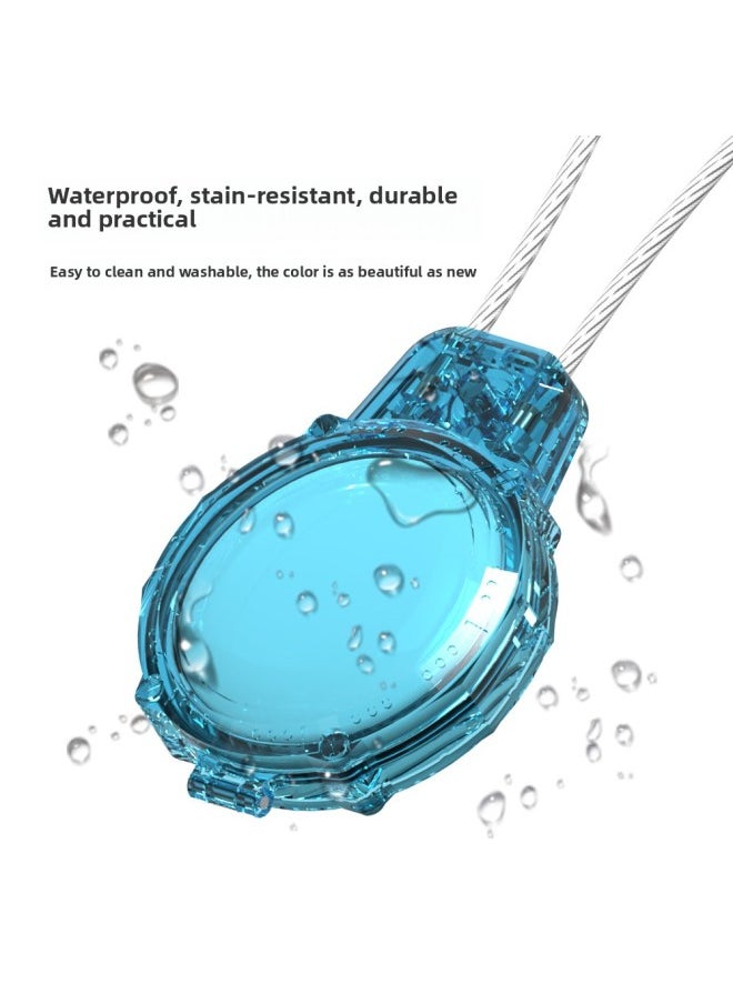 Generic - Suitable For Apple Airtag Anti-lost Device Steel Wire Safety Lock PC Waterproof Protective Shell Locator Protection-Color:Transparent Blue-Applicable Model:Q73 - Image 1