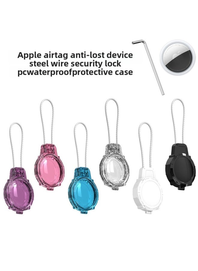 Generic - Suitable For Apple Airtag Anti-lost Device Steel Wire Safety Lock PC Waterproof Protective Shell Locator Protection-Color:Transparent Blue-Applicable Model:Q73 - Image 1
