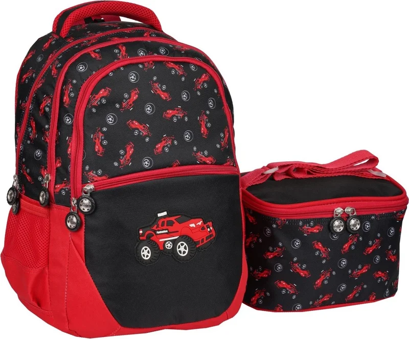 Relaxion 1350-1 Trolley Primary School Bag + Lunch Box Black