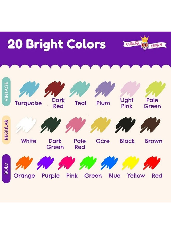 CHALKY CROWN CHALKY CROWN Bold Chalk Markers - Dry Erase Marker Pens - Liquid Chalk Markers for Chalkboards, Signs, Windows, Blackboard, Glass - Reversible Tip (20 Pack) - (Multicolored, 6mm)  - Image 4