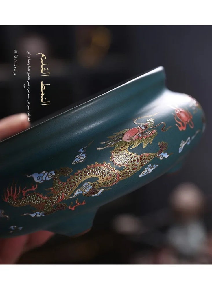 Ceramic Enamel Incense Burner, Traditional Cloisonne Style Censer for Agarwood & Sandalwood, Home & Festival Decor Gift - Image 3