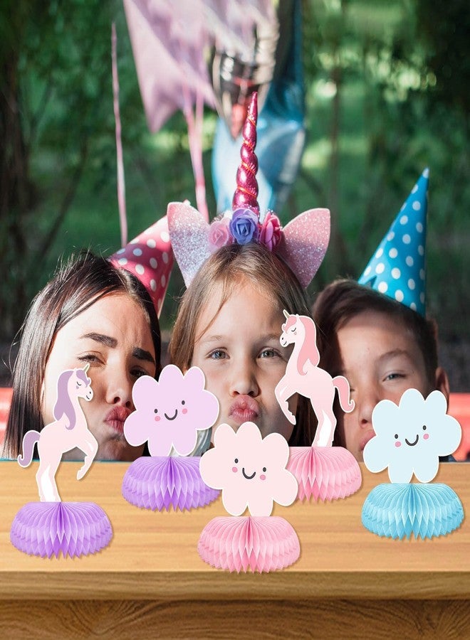 Utolily 9Pcs Unicorn Birthday Party Honeycomb Table Centerpiece Unicorn Rainbow Happy Birthday Party Decorations for Girls Birthday Photo Props - Image 5