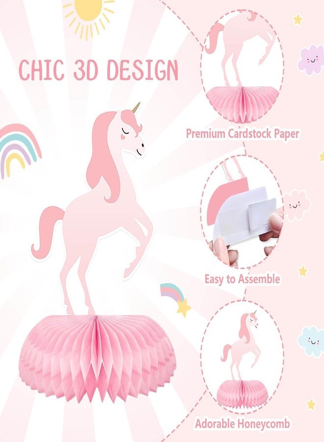 Utolily 9Pcs Unicorn Birthday Party Honeycomb Table Centerpiece Unicorn Rainbow Happy Birthday Party Decorations for Girls Birthday Photo Props - Image 3