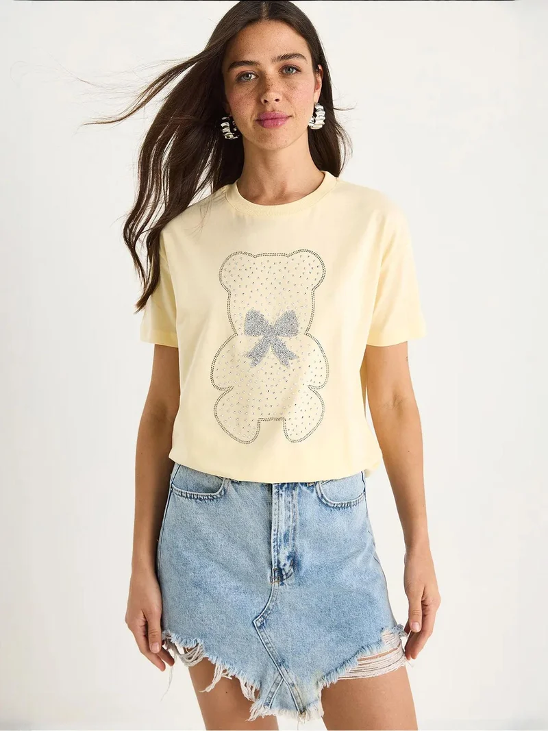 LUCCI Embroidered Crew Neck Printed T-Shirt