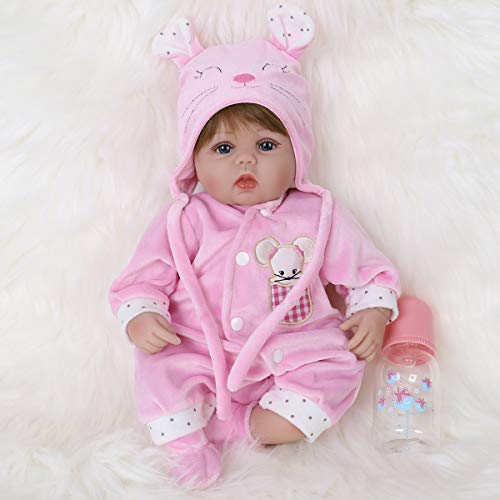 ENADOLL Reborn Baby Doll Realistic Silicone Vinyl Pink Mouse Baby 16 inch Weighted Soft Body Lifelike Doll Gift Set for Ages 3Pink Mouse - Image 1