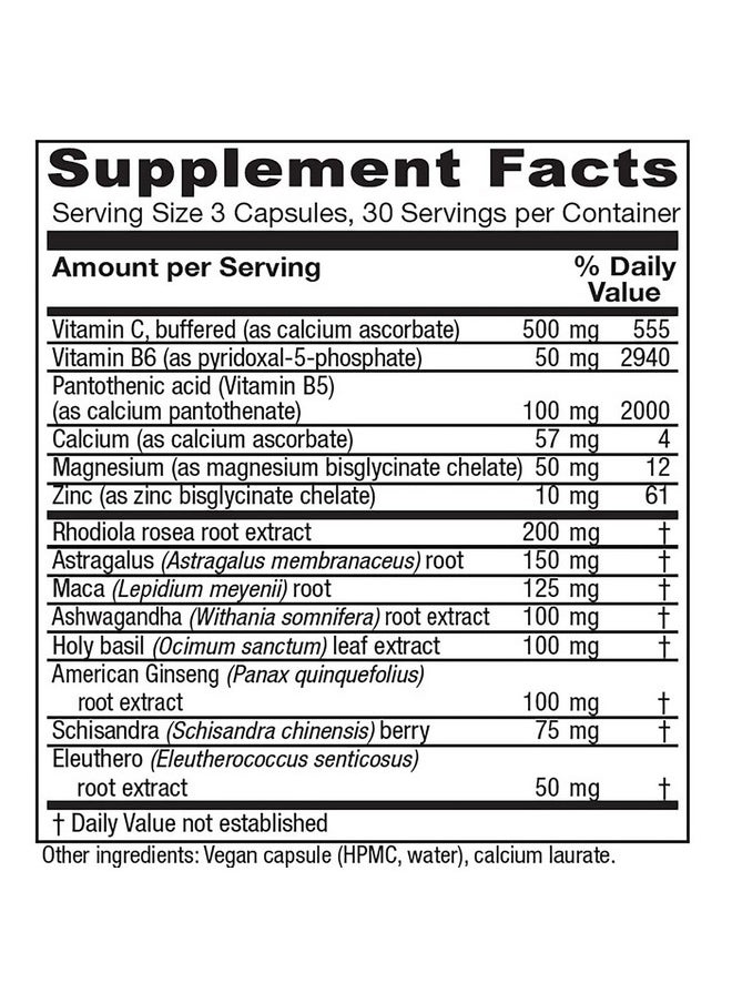 Vitanica Adrenal Assist Adrenal Support Vegan 90 Capsules  - Image 3