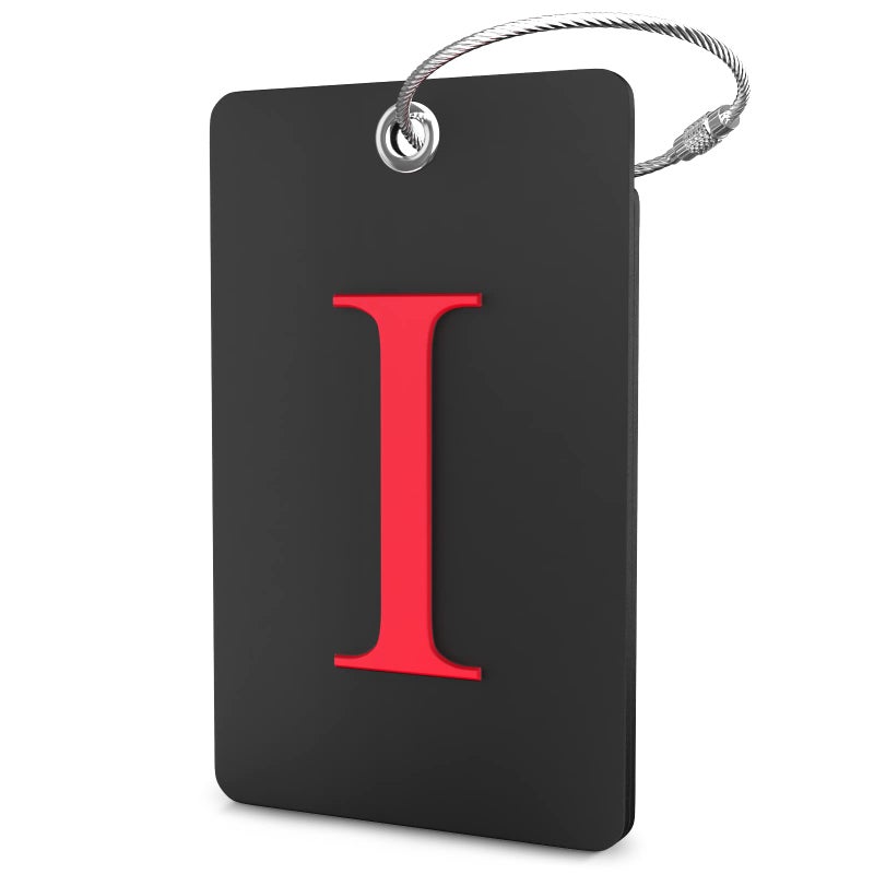 Shacke Luggage Tag Initial - Fully Bendable Tag W/Stainless Steel Loop - Black (Letter I) - Image 1