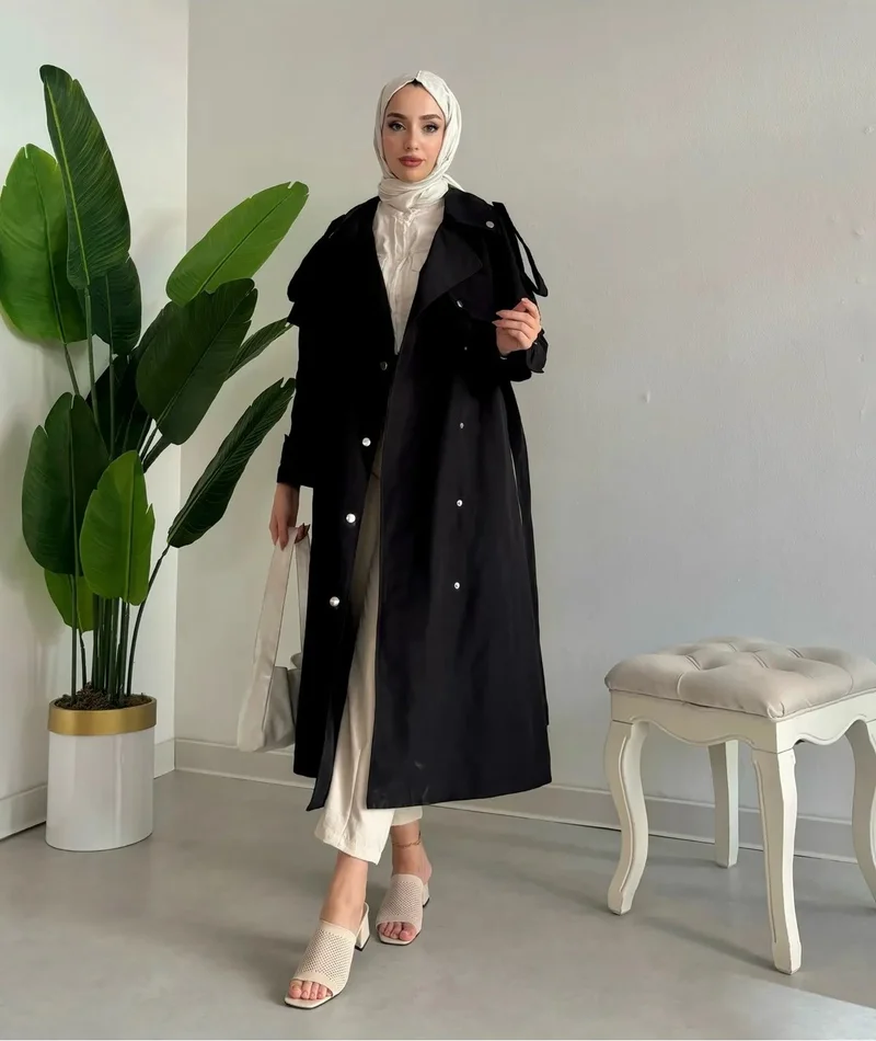 Swana Snap Detail Lined 120 cm 38-44 Compatible Trench Coat