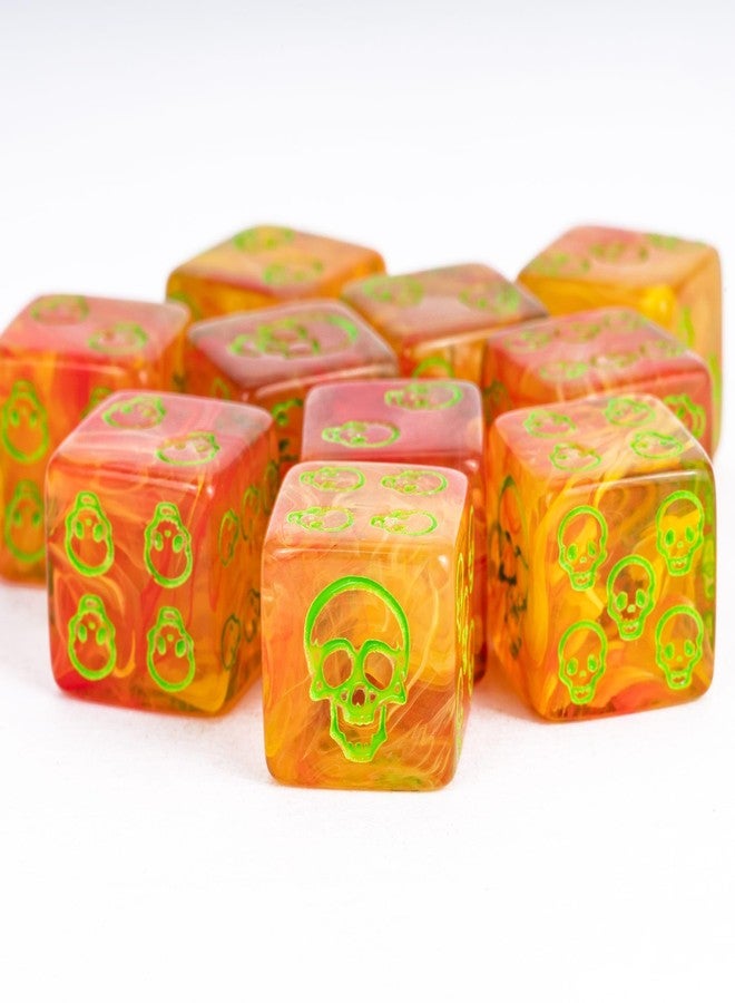 HDdais 16mm Skull D6 Dice Set, 10pc Acrylic 6 Sided Dice Set Dreamy Effect, Skull D6, for D&D RPG Tabletop Games or Teaching Math - Image 3