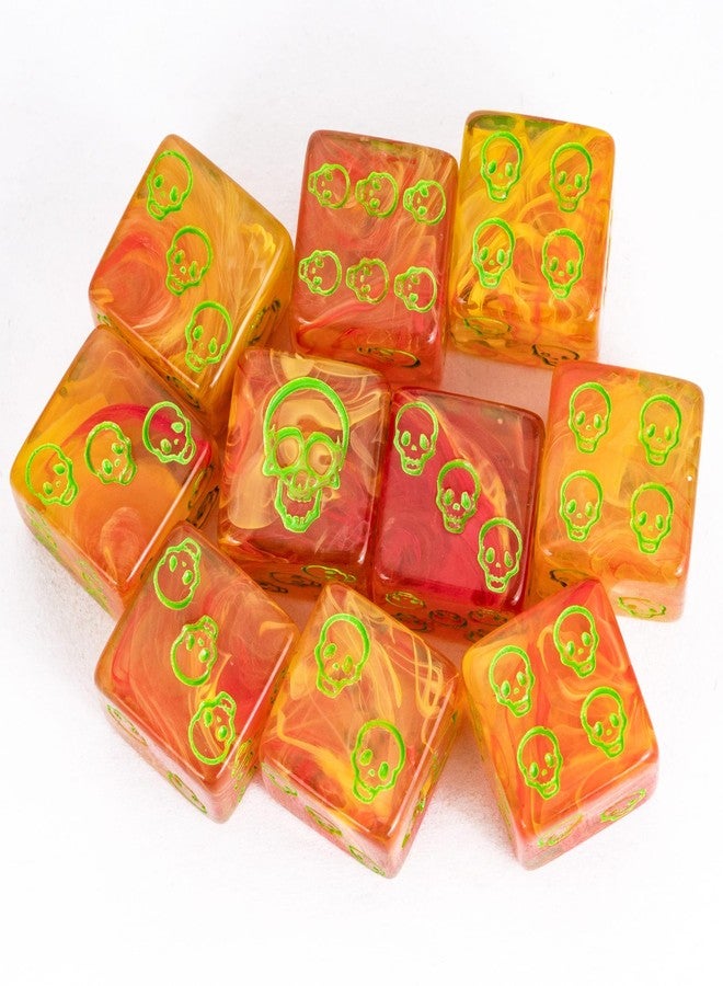 HDdais 16mm Skull D6 Dice Set, 10pc Acrylic 6 Sided Dice Set Dreamy Effect, Skull D6, for D&D RPG Tabletop Games or Teaching Math - Image 2
