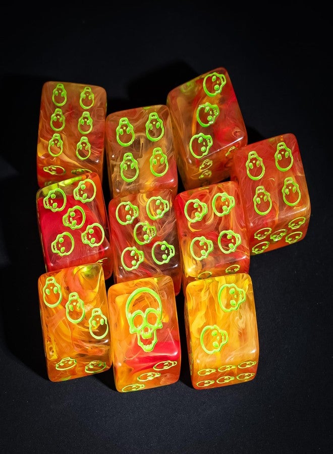 HDdais 16mm Skull D6 Dice Set, 10pc Acrylic 6 Sided Dice Set Dreamy Effect, Skull D6, for D&D RPG Tabletop Games or Teaching Math - Image 1