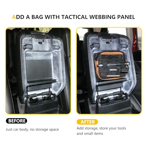 RERPRO Center Console Organizer Storage Compatible with 2018-2025 Jeep Wrangler JL 4XE Gladiator JT Accessories Console Organizer Armrest Hidden Bag with Tactical Webbing Molle Panel, Orange - Image 3