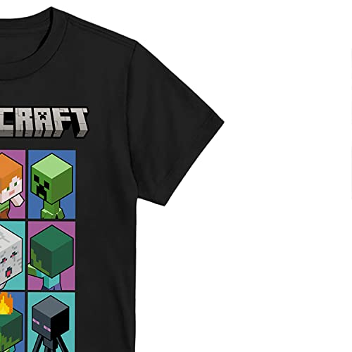 Minecraft Boys Video Game T-Shirt - Black and Green Creeper Face - Official Shirt (Black Grid, Small) - Image 5