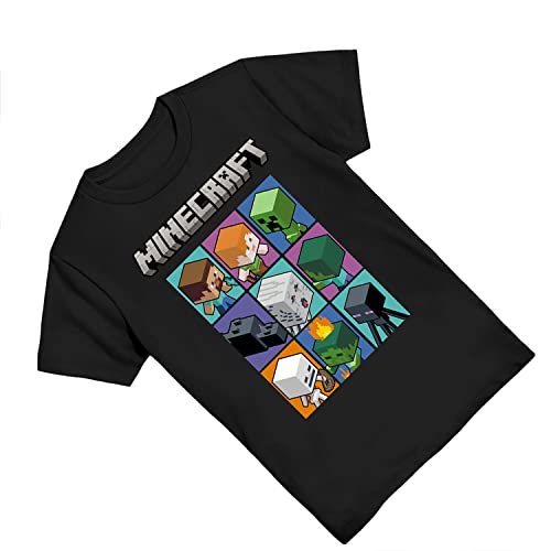 Minecraft Boys Video Game T-Shirt - Black and Green Creeper Face - Official Shirt (Black Grid, Small) - Image 3