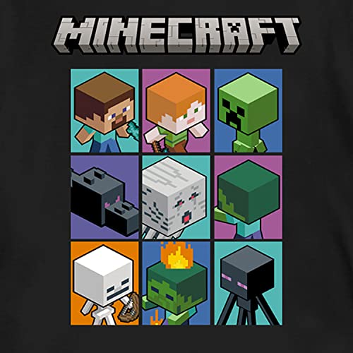 Minecraft Boys Video Game T-Shirt - Black and Green Creeper Face - Official Shirt (Black Grid, Small) - Image 2