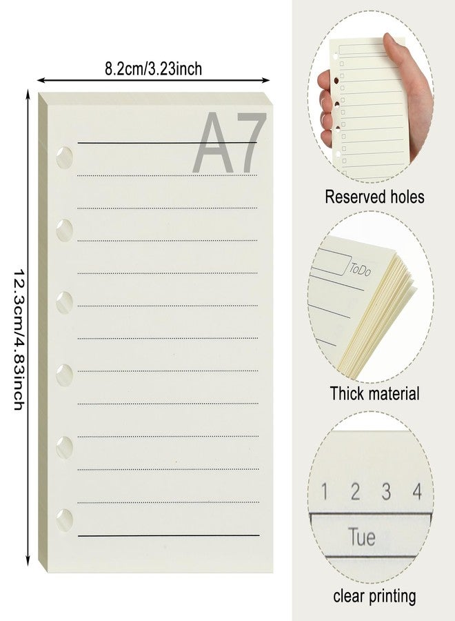 Tosstuki 15 Pcs A7 Planner Inserts A7 Agenda Binder Refill for 6 Holes 4.84 x 3.23'' Pocket Punched Filler Paper Notebook for Undated Daily, Weekly, Monthly Refillable Binder Journal - Image 2