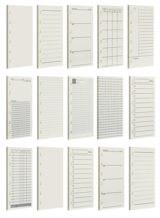 Tosstuki 15 Pcs A7 Planner Inserts A7 Agenda Binder Refill for 6 Holes 4.84 x 3.23'' Pocket Punched Filler Paper Notebook for Undated Daily, Weekly, Monthly Refillable Binder Journal - Image 1