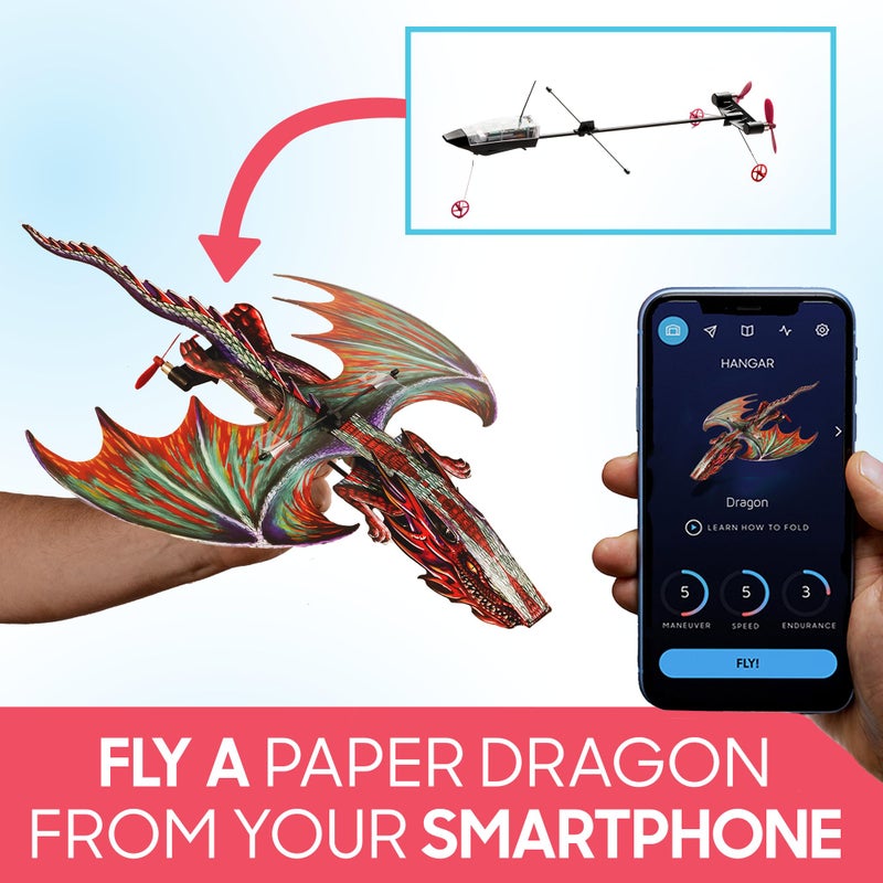 PowerUp POWERUP 4.0 Dragon Paper Craft Kit. DIY Smartphone-Controlled Dragon Plane. Educational Outdoor STEM Kit for Teens & Adults. DIY Hobby Kit for Hobbyists & Tinkerers.  - Image 2