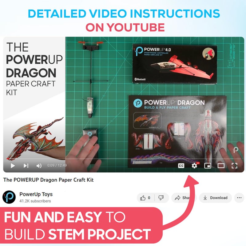 PowerUp POWERUP 4.0 Dragon Paper Craft Kit. DIY Smartphone-Controlled Dragon Plane. Educational Outdoor STEM Kit for Teens & Adults. DIY Hobby Kit for Hobbyists & Tinkerers.  - Image 3