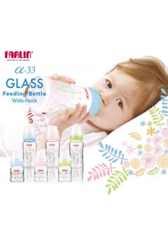 FARLIN Wide Neck Heat Resistant Glass Feeding Bottle - 120ML  - Image 2