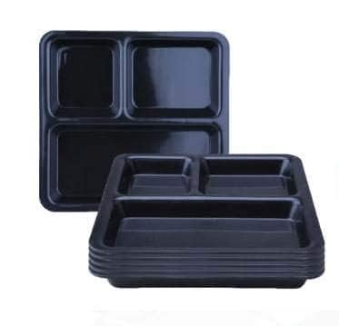 AWICKTIK Polypropylene MicrowaveSafe 3Compartments DividedDinner 9 Inches Pav Bhaji Plates3 Black - Image 2
