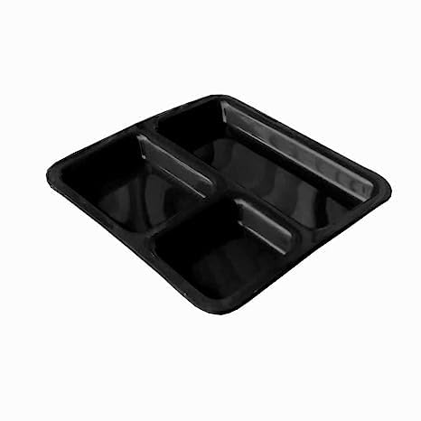 AWICKTIK Polypropylene MicrowaveSafe 3Compartments DividedDinner 9 Inches Pav Bhaji Plates3 Black - Image 4