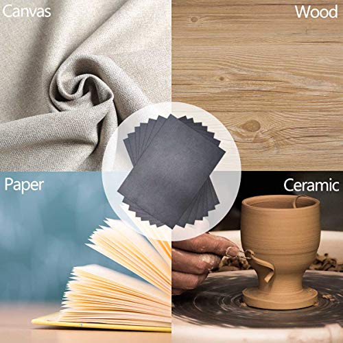 TTSAM 100 Sheets Carbon Transfer Paper Tracing Carbon Paper for DIY Wood Working Paper Canvas and Other Art Craft Surfaces Graphite Transfer Paper & 5 Pieces Ball Embossing Stylus Black (8.3 x 11.7 Inches) - Image 2