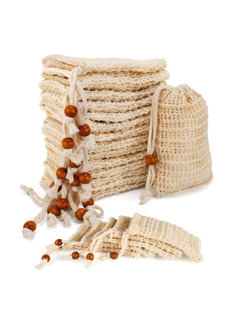SYOSI 15 Pack Soap Bags Mesh Exfoliating Shower Soap Saver Bags Natural Sisal Fiber Soap Pouch Drawstring Soap Saver Bags Drawstring Soap Saver Bags Massaging Soap Pouch for Bath Massaging and Shower Use  - Image 1