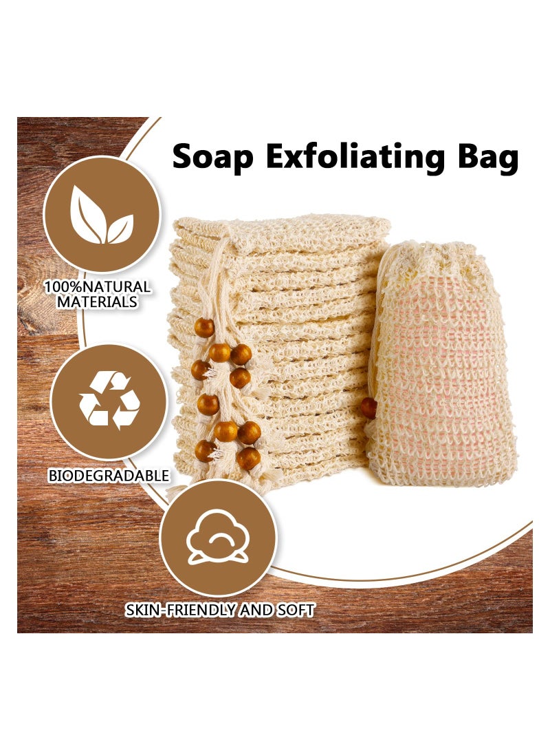 SYOSI 15 Pack Soap Bags Mesh Exfoliating Shower Soap Saver Bags Natural Sisal Fiber Soap Pouch Drawstring Soap Saver Bags Drawstring Soap Saver Bags Massaging Soap Pouch for Bath Massaging and Shower Use  - Image 4