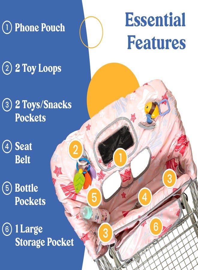PILLANI Shopping Cart Cover for Baby, High Chair Cover for Restaurant Seat - Grocery Cart Cover for Baby Girl and Boy, Comfortable Cotton Buggy Covers for Babies - Padded Toddler Shopping Cart Cover - Image 4