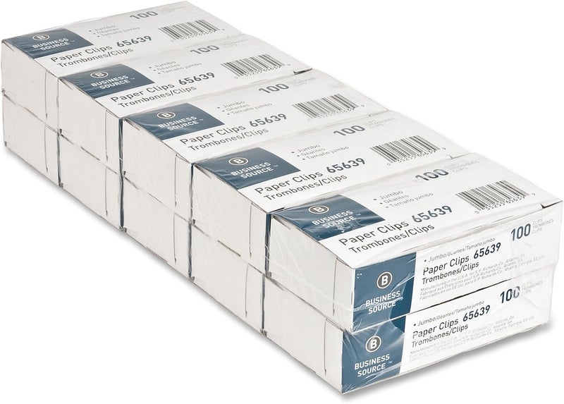 Business Source Paper Clips, Jumbo, .041 Wire Gauge, 1000/ Pack, 41 Mile (65639) - Image 1
