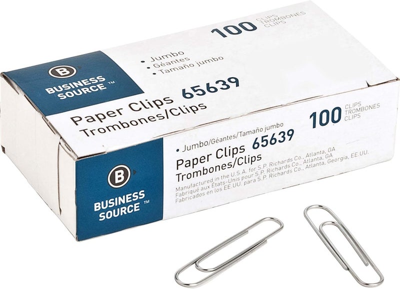 Business Source Paper Clips, Jumbo, .041 Wire Gauge, 1000/ Pack, 41 Mile (65639) - Image 2