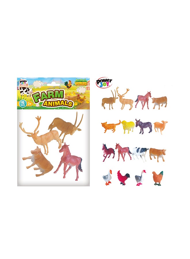 Power Joy Animal Worldz Farm Animals 6 Inch 4 Pcs