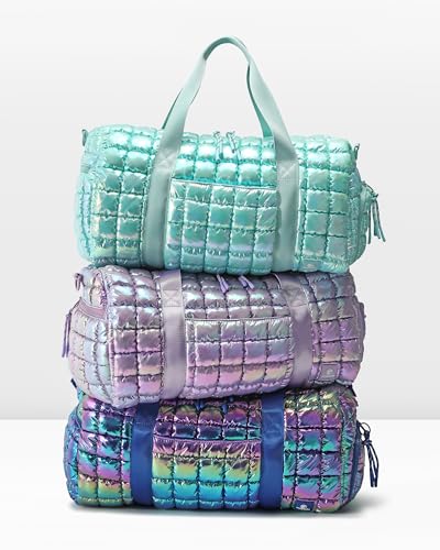 FODOKO Quilted Duffel Bag for Women Puffer Gym Duffle Bag with Shoe Compartment Lightweight Large Crossbody Sport Travel Bag Tote Blue Glacier - Image 3
