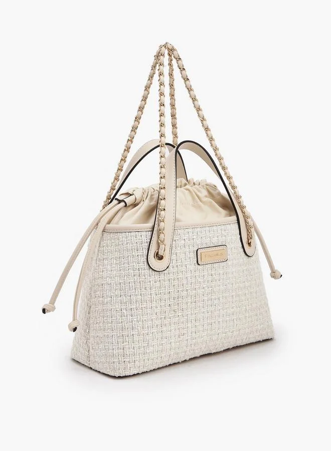بابريكا Jacquard Textured Tote Bag With Drawstring Closure