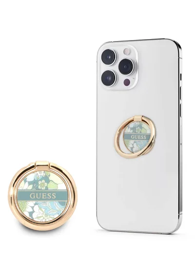 GUESS Metal Flower Ring Stand Compatible with All Smartphone- Green