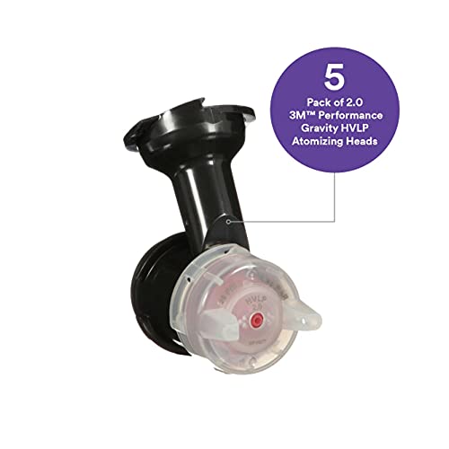 3M Performance Gravity HVLP Atomizing Head Refill Kit, 26720, Size 2.0, Red, for use Performance Spray Gun PPS 2.0 Paint Cups, 5 Pack - Image 2