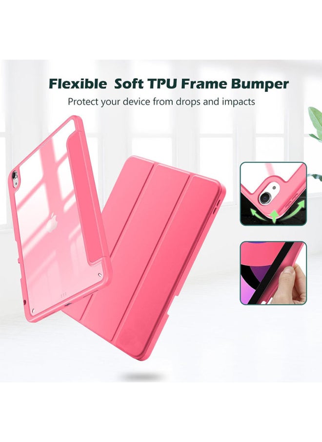 Ipad10.9 Acrylic Protective Case IpadAir 11 Tablet Case Suitable For 2024 Ipad Tri-Fold Case-Color:Rose Red-Applicable Models:Ipad 10th 10.9inch (2022)