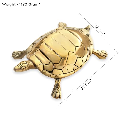 TREE MAISON CORONATING HOMES Brass Vaastu Tortoise | Turtle | Weight - 1120 Gram Approx | Size - 22 x 12 cm | Feng Shui | Vastu Shastra Remedies | Turtle for Good Luck | Pack of 1 - Image 2